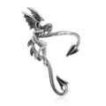 Punk gothic dragon ear cuff vintage silver demon wrap earring for men and women variant - Elf Ear Cuff Right Ear (E602) / Antique Silver