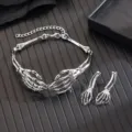 Gothische punk metal skelet hand choker halsketting en oorbellen set retro Halloween sieraden. - Zilver Set 3072