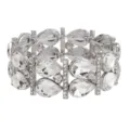 Zilveren legering druppel kristal stretch armband detailweergave, elegante mode accessoire. - Zilverwit