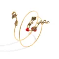 Bracciale da braccio punk vintage dorato con teschio serpente e rosa rossa manopola aperta - SL028 Oro Antico