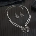 Σετ κολιέ και σκουλαρίκια σκελετού από μέταλλο γκωθικ πάνκ για γυναίκες, κοσμήματα. - Αρχαίο Ασημί Σετ 3070