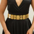 Gouden Midden-Oosterse Arabische tailleketting riem voor vrouwen met geometrische strass steentjes. - Stijl ST310