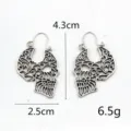 Punk retro skull drop earrings for women, alloy hollow-out gothic festival jewelry gift. - Antique Silver E390