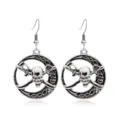 Vintage Punk Style Retro Silver Skull Sword Dangle Earrings Gothic Jewelry Accessory - Antique Silver E342-2