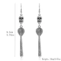 Punk vintage silver skull long dangle earrings, gothic style alloy drop fashion jewelry. - Antique Silver E507