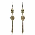 Vintage Punk Skull Long Drop Earrings Retro Alloy Gothic Jewelry for Women Party! - Antique Bronze E507