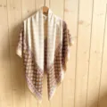 Detailed view of the elegant geometric printed silk square scarf, perfect for summer styling. - 130FJ53-Coffee