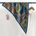 Korean design vintage blue patchwork paisley silk triangular scarf neckerchief summer thin - Green