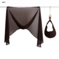 Solid color chiffon hijab cap and lightweight empty top hat set detail view today - Dark Brown