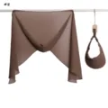 Solid color chiffon cap hood and empty-top sun visor matching set for women summer outdoor. - Brown