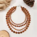 Boheemse meerlaagse houten kralen ketting, trendy handgemaakte kralen mode sieraden voor vrouwen. - koffiekleur