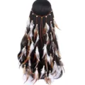 Bohemian feather hairband long tassel hair accessories native style festival hair piece - Gold