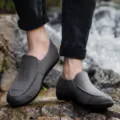 Men waterproof short rain shoes outdoor slip-on anti-slip rubber rain boots gray footwear - Size 39 / Tan
