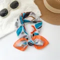 Stylish lightweight cotton small square scarf for women, breathable summer neckerchief. - MBFJ47-Blue-Orange