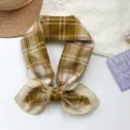 Design coreano a quadri 100% cotone sciarpa quadrata estate sottile versatile foulard retrò - MBFJ40-cachi