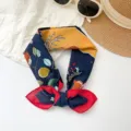 Foulard quadrato in cotone, fazzoletto stampato blu scuro e giallo, accessorio quotidiano - MBFJ46-blu marina