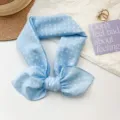 Foulard in cotone a pois azzurro chiaro fascia per capelli moda primavera estate cravatta a fiocco - MBFJ43-blu