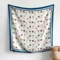 Korean style high-end rose print imitation silk square scarf for women elegant luxury shawl. - 90FJ330-Blue & White