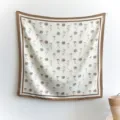 Elegant floral print imitation silk square scarf for women, lightweight and chic accessory. - 90FJ330-Light Coffee