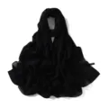 Black chiffon scarf detail, lightweight sheer fabric, elegant long shawl for women commuting. - 1 - Classic Black