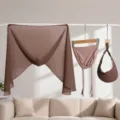 Detailed view of the 3-piece chiffon hijab set, showing fabric texture and hanging arrangement. - Raw Chocolate