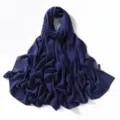 Premium solid color chiffon long scarf and elegant travel commuting shawl, dark blue. - Fog Blue
