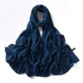 Dark blue chiffon long scarf lightweight solid color elegant hijab and fashion shawl accessory - 5# Indigo Blue