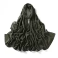 Close-up view of dark green chiffon scarf showing delicate fabric texture and neat edge detailing. - 6# Military Green