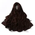 Close-up detail of smooth dark brown chiffon scarf fabric, showing soft texture and fine edge. - Coffee