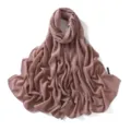 Chiffon hijab detail showing soft draped fabric texture and fine edge stitching in solid color. - 9# Nude Pink