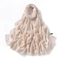 Elegant solid beige chiffon scarf detail, lightweight and sheer fabric texture, perfect summer shawl. - 10# Ivory White
