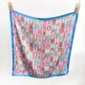 Women cute cartoon puppy print square scarf summer fashion sweet silk neckerchief headscarf - 70FJ535-Blue