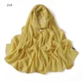 Écharpe longue en mousseline de perles unie, châle élégant pour les voyages et les trajets. - 31# Jaune Jasmin