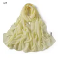 Écharpe longue en mousseline de soie unie jaune clair et châle élégant pour femme. - 32# Jaune Loli