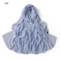 Écharpe longue unie en mousseline bleu clair avec drapé élégant voyage et navettage - 34# Bleu Sel De Mer