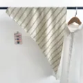 Korean vintage blue striped triangle silk scarf summer thin neckerchief accessory - Beige