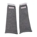 Grey knitted leg warmers for women, winter casual ribbed cuffs with cute letter woven labels. - 46 / Rattan Gray