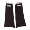 Women knit leg warmers dark brown winter socks with grey rolled cuffs and chic letter labels - 46 / Dark Black