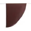Primo piano dettagliato della sciarpa in chiffon marrone scuro semicircolare su asta. - Caffè Americano