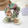 Sciarpa in Cotone Stampa Floreale Donna Foulard Vintage Chic Accessorio Camicia Primavera - MBFJ31-verde