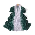 Bufanda larga de punto acanalado degradado chal modal accesorio de viaje versátil - Verde Oscuro y Blanco