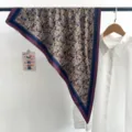 Vintage blue paisley triangular silk scarf, lightweight summer neckerchief fashion accessory. - Purple