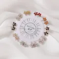 Colorful flower brooch pins set, rhinestone head pins for hijab and clothing fixing. - Rhinestone Five Petal Flower Pin 20pcs