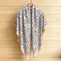 Floral Print Square Scarf Lightweight Summer Beach Shawl Fashion Sunscreen Cape for Women - 130FJ48-Coffee