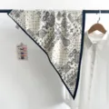 Classic black and white paisley silk scarf, elegant triangular neckerchief for stylish summer wear. - White