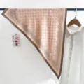 Pink paisley triangle scarf, lightweight silk feel neckerchief, elegant vintage accessory. - Pink