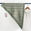 Green geometric printed silk square scarf vintage triangle kerchief for women styling - Green