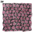 Floral chiffon scarf detail, pink hydrangea print on black fabric, delicate texture. - Beige Polka Dot