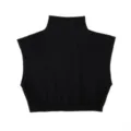 Femme sans manches noir col montant faux col modal coton amovible bavette doublure. - 1# Noir