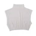 Détail de faux col montant sans manches blanc, ourlet élastique et tissu en coton doux. - 3# Blanc